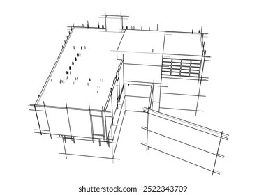 Vector de dibujo arquitectónico 3d ilustración