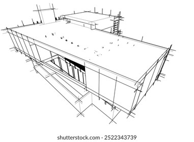 Architektonische Zeichnung, Vektor 3d-Illustration