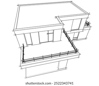 Desenho arquitetônico vetor 3d ilustração
