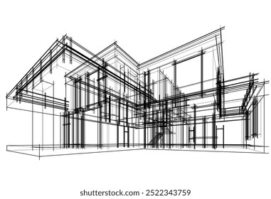 Vector de dibujo arquitectónico 3d ilustración