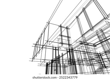 Desenho arquitetônico vetor 3d ilustração