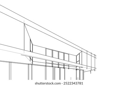 Vector de dibujo arquitectónico 3d ilustración