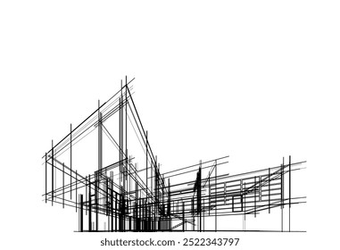 Desenho arquitetônico vetor 3d ilustração