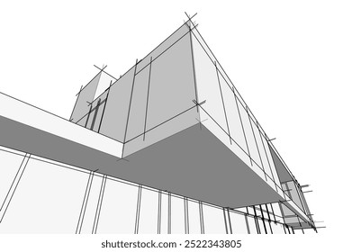 Architektonische Zeichnung, Vektor 3d-Illustration