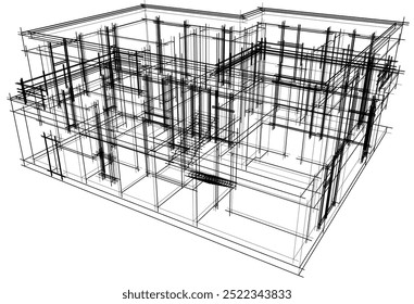 Desenho arquitetônico vetor 3d ilustração