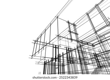 Vector de dibujo arquitectónico 3d ilustración