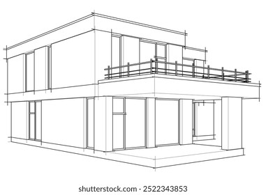 Vector de dibujo arquitectónico 3d ilustración