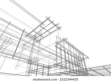 Architektonische Zeichnung, Vektor 3d-Illustration
