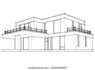 Vector de dibujo arquitectónico 3d ilustración
