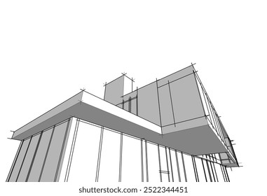 Architectural drawing vector 3d illustration