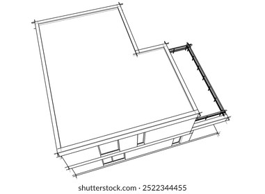 Desenho arquitetônico vetor 3d ilustração