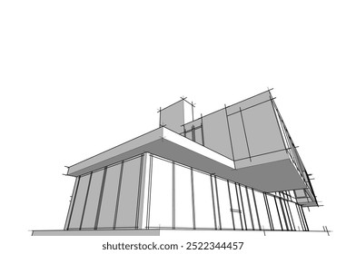 Vector de dibujo arquitectónico 3d ilustración