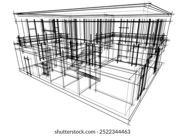 Vector de dibujo arquitectónico 3d ilustración