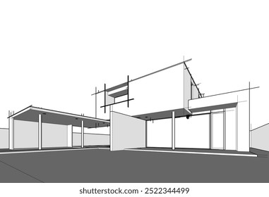 Desenho arquitetônico vetor 3d ilustração