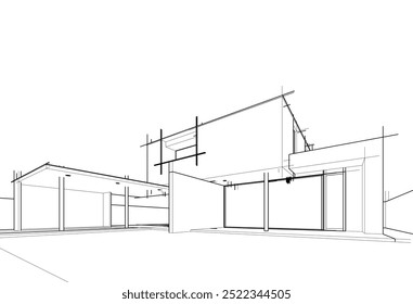 Architectural drawing vector 3d illustration