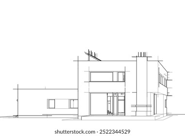 Vector de dibujo arquitectónico 3d ilustración