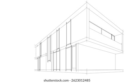 Vector de dibujo arquitectónico 3d ilustración