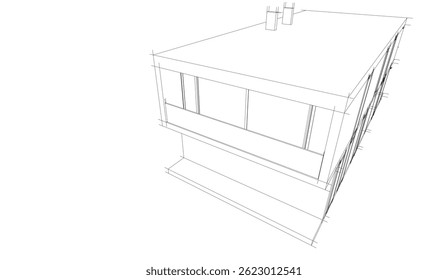 Architektonische Zeichnung, Vektor 3d-Illustration