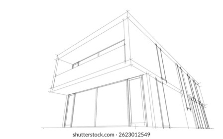 Architectural drawing vector 3d illustration