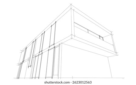 Architectural drawing vector 3d illustration