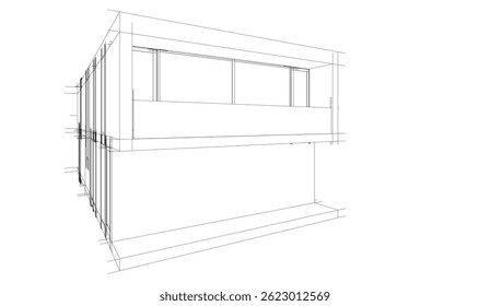 Vector de dibujo arquitectónico 3d ilustración