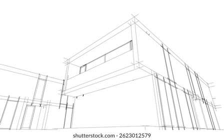 Architectural drawing vector 3d illustration