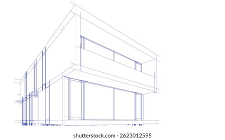 Architektonische Zeichnung, Vektor 3d-Illustration