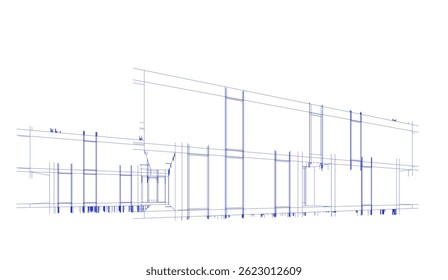 Architectural drawing vector 3d illustration