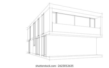 Architectural drawing vector 3d illustration