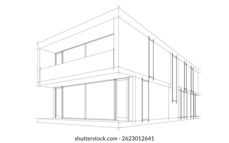 Desenho arquitetônico vetor 3d ilustração