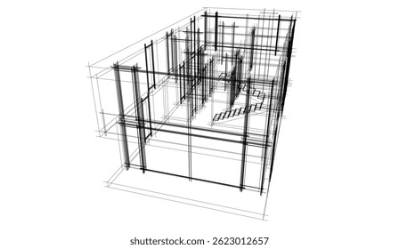 Vector de dibujo arquitectónico 3d ilustración