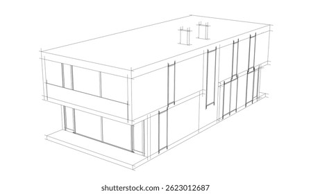 Vector de dibujo arquitectónico 3d ilustración
