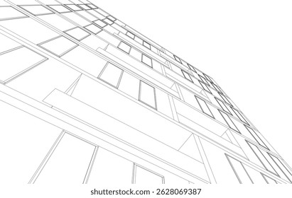 Vector de dibujo arquitectónico 3d ilustración