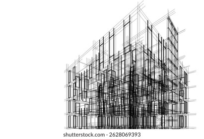 Architectural drawing vector 3d illustration