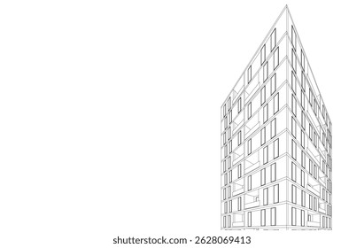 Architektonische Zeichnung, Vektor 3d-Illustration