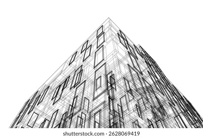 Architectural drawing vector 3d illustration