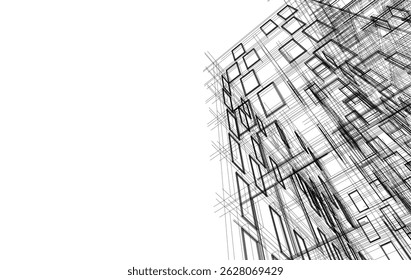 Architectural drawing vector 3d illustration