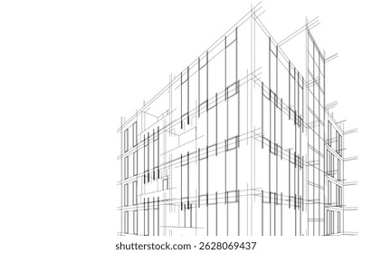 Vector de dibujo arquitectónico 3d ilustración