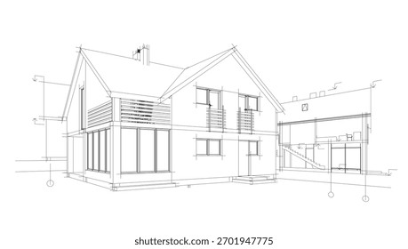 Architectural drawing vector 3d illustration