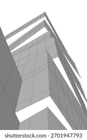 Architectural drawing vector 3d illustration