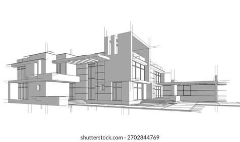 Desenho arquitetônico vetor 3d ilustração