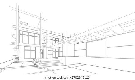 Vector de dibujo arquitectónico 3d ilustración