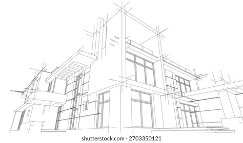 Architectural drawing vector 3d illustration