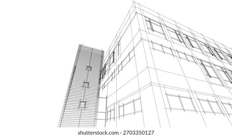 Vector de dibujo arquitectónico 3d ilustración