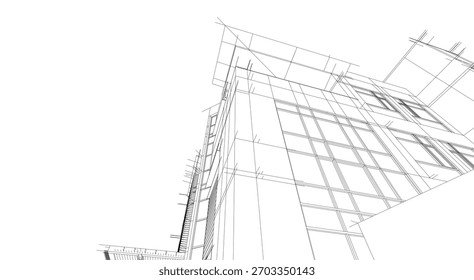 Vector de dibujo arquitectónico 3d ilustración