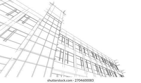 Vector de dibujo arquitectónico 3d ilustración