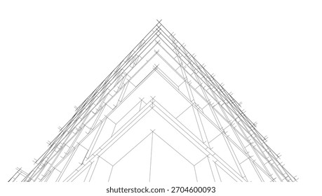 Vector de dibujo arquitectónico 3d ilustración