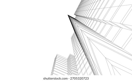 Vector de dibujo arquitectónico 3d ilustración