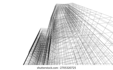Architektonische Zeichnung, Vektor 3d-Illustration