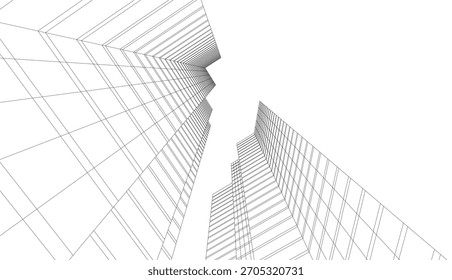 Vector de dibujo arquitectónico 3d ilustración